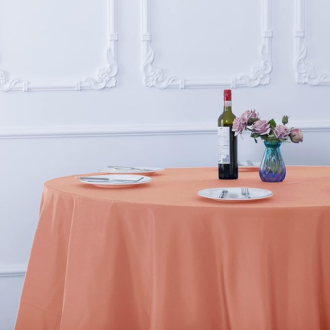 Ascoza 2pack 120 Inch Dusty Pink Round Tablecloth in Washable Polyester Fabric for Wedding/Banquet/Restaurant/Parties