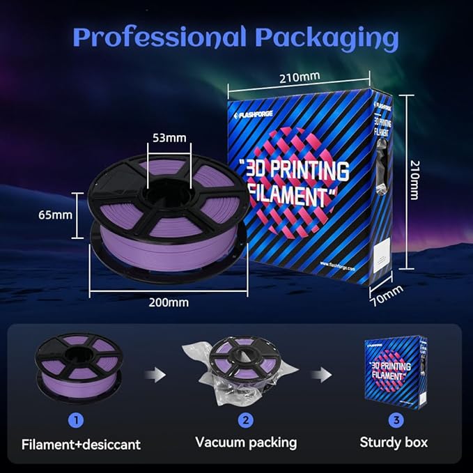FLASHFORGE Glow in The Dark Rapid PLA Filament 1.75mm, High Flow Speedy 3D Printer Filament Luminous Purple, Max 500mm/s High-Speed Printing, High Brightness and Long-Lasting Glowing Effect