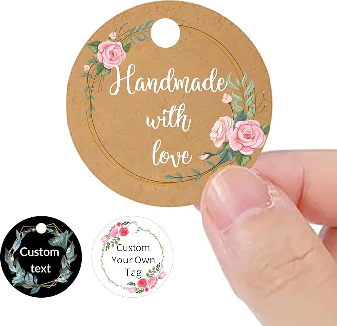 Personalized Hang Tags for Favors, Custom Gift Tags, Customized Gifts Wrapping Labels, Wedding Items Birthday Party Favors Crafts Tag, Round Thick Kraft Paper Hang Tags with String