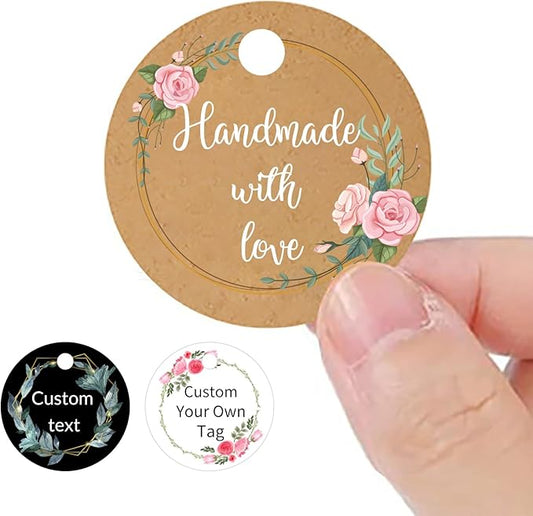 Personalized Hang Tags for Favors, Custom Gift Tags, Customized Gifts Wrapping Labels, Wedding Items Birthday Party Favors Crafts Tag, Round Thick Kraft Paper Hang Tags with String