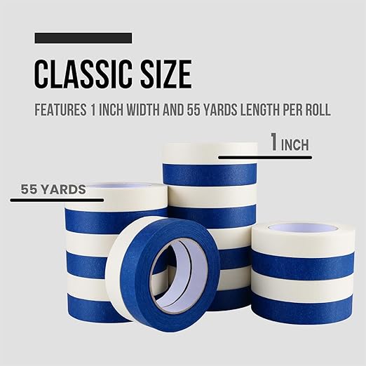 Lichamp White Masking Tape and Blue Painters Tape 1 inch Wide, 20 Variety Pack 1 inch Paint Tapes, Total 1100 Yards