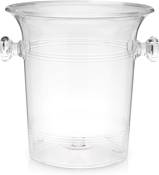 True Clear Acrylic Ice Bucket with Handles, 3-Liter Capacity, Durable Wine and Champagne Bucket, Perfect Ice Buckets for Parties, BBQs, Weddings, Picnics, Holidays, Outdoors, 8.75" x 8.25", Set of 1