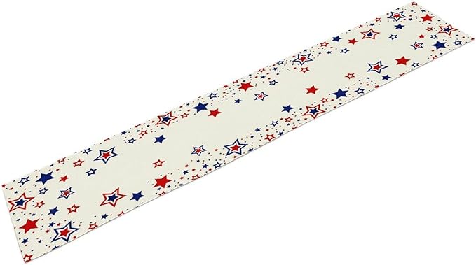 4th of July Table Runner, American Stars Patriotic Independence Day Table Runner for Indoor Outdoor Party Home Kitchen Dining Table Decor, Blue Red, 13x70inch