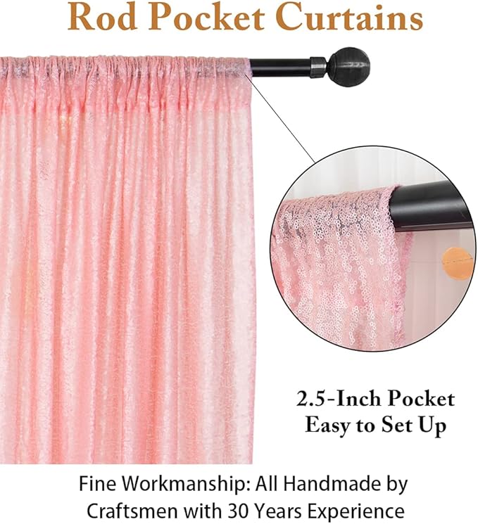 ShinyBeauty Sequin Backdrop 8ftx10ft Baby Pink Sequins Fabric Drapes Sparkle Backdrops for Photoshoot Glitter Curtain for Birthday Party Photography Background