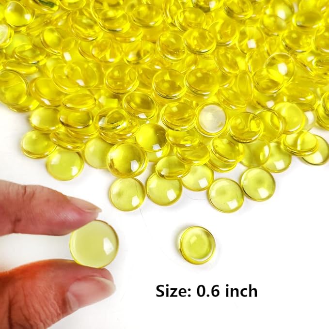 340 PCS Yellow Acrylic Flat Marbles Decorative Gems Table Confetti for Vase Fillers,Table Scatters,Fall Decor,Floral Display,Party Decoration,7 OZ