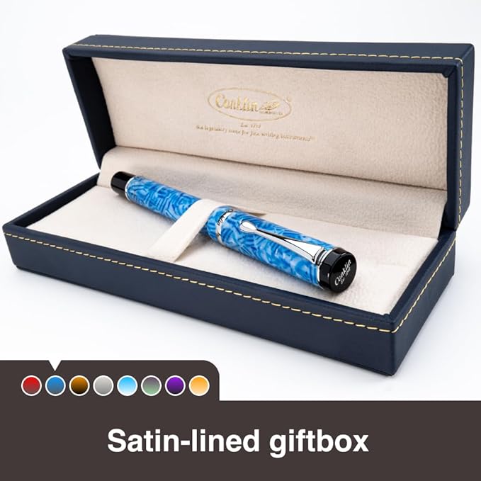 Conklin Duragraph Fountain Pen Ice Blue - Stub Nib, Premium Writing Instrument for Calligraphy & Signatures