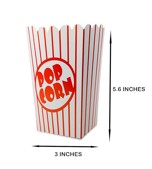 125 Pack Popcorn Boxes Movie Night Popcorn Bags for Party Red and White Popcorn Bags for Popcorn Vintage Snack Box Concession and Carnival Party Supplies, Individual Popcorn Bucket Containers (125)