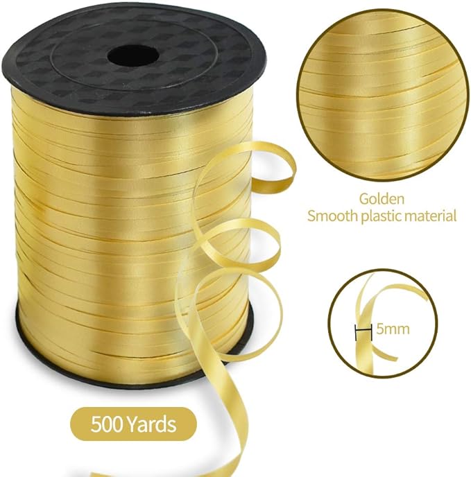 TONIFUL 500 Yards Curling Ribbon-Balloon Ribbon-Balloon String for Art&Craft Decor,Gift Wrapping,Ribbons and Bows for Christmas New Year Birthday Gifts Supplies (Gold)