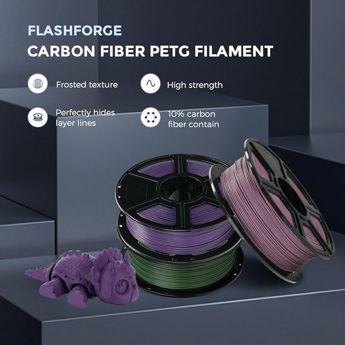 FLASHFORGE Carbon Fiber PETG Filament 1.75mm, Carbon Fiber PETG 3D Printer Filament, 1KG Spool Dimensional Accuracy +/- 0.02mm, Lightweight & Heat-Resistant & Moisture Free (Dusty Pink)