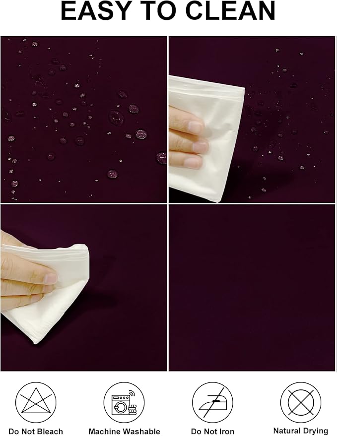 Fokitut 2 Pack Waterproof Rectangle Tablecloth, 60x120 Inch,Stain Resistant and Wrinkle Polyester Table Cloth, Fabric Table Cover for Kitchen Dining, Wedding, Party, Holiday Dinner-Eggplant