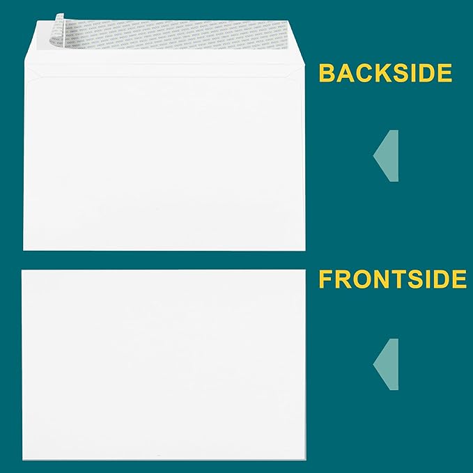 6x9 Open-Side Envelopes - 15 Pack - White, Self-Seal, Peel & Seal Closure - 28 lb Paper - Plain - Business & Personal Use