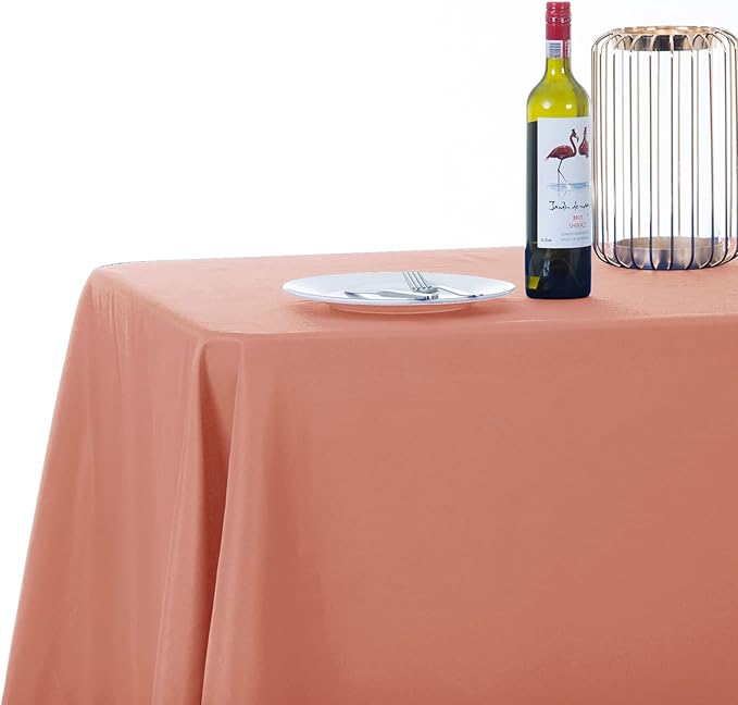 Ascoza 2pack 90x156 Inch Dusty Pink Rectangular Tablecloth 6 Feet Table Cloth in Polyester Fabric for Wedding/Banquet/Restaurant/Parties