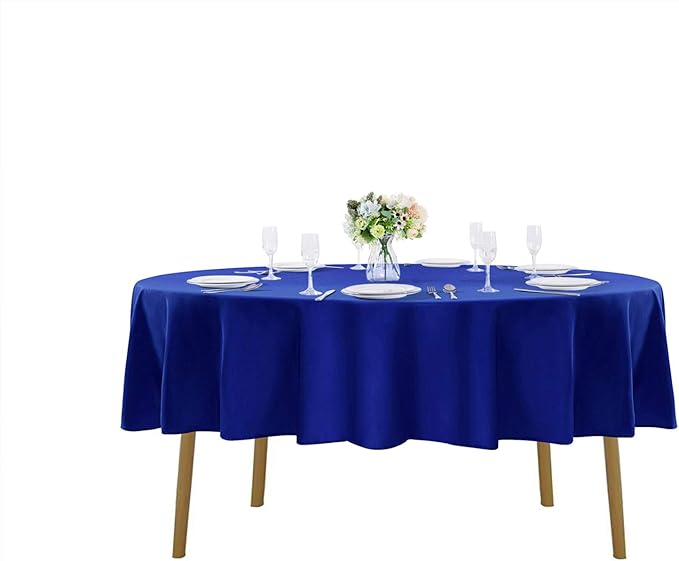 70 inch Round Tablecloth Washable Polyester Table Cloth Decorative Table Cover for Wedding Party Dining Banquet（70 inch,Roya Blue）