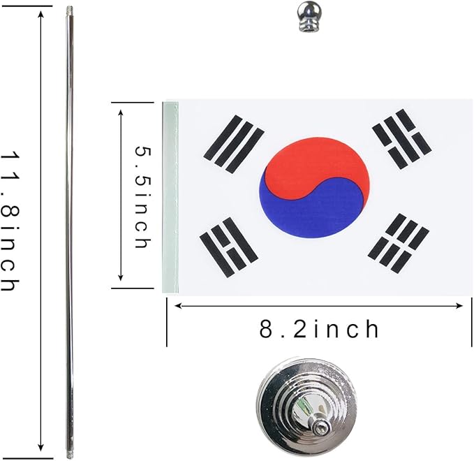 GentleGirl Korea Flag - Mini Korean State Flag on Stand, Festival & Home Decoration