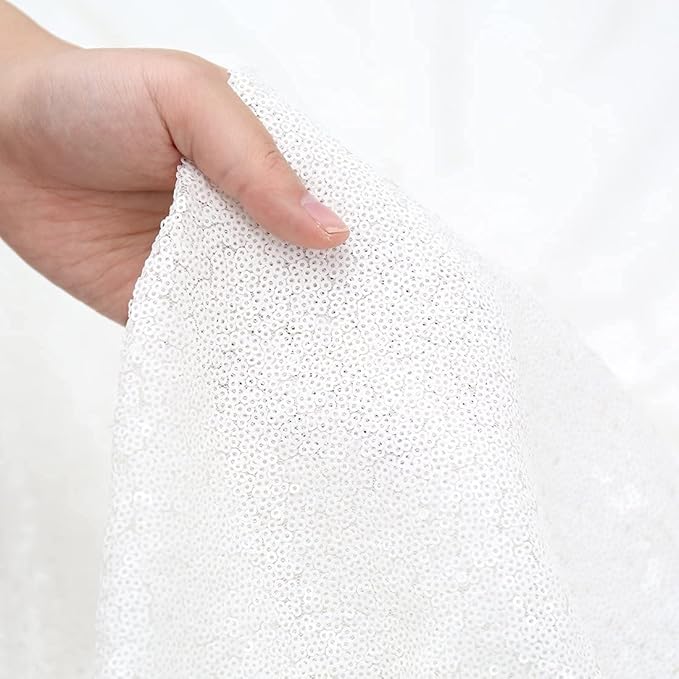 White Sequin Backdrop Curtains 1 Panel 8FTx8FT Glitter White Drapes Photo Backdrop Drapes Party Wedding Baby Shower Curtain Sparkle Photography Party Decor Background