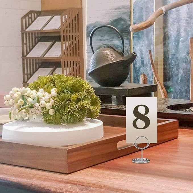 20pcs Mini Place Card Holders, Cute Table Number Holders, Classy Table Card Holder Table Picture Stands, Elegant Wire Photo Holder Menu Memo Clips, Idea for Wedding, Anniversary Party（Silver