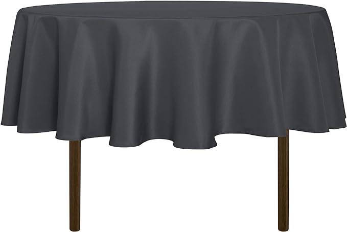 sancua Round Tablecloth - 80 Inch - Water Resistant Spill Proof Washable Polyester Table Cloth Decorative Fabric Table Cover for Dining Tables, Buffet Parties and Camping, Grey