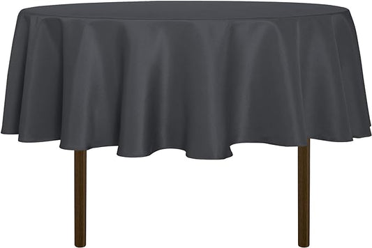 sancua Round Tablecloth - 80 Inch - Water Resistant Spill Proof Washable Polyester Table Cloth Decorative Fabric Table Cover for Dining Tables, Buffet Parties and Camping, Grey