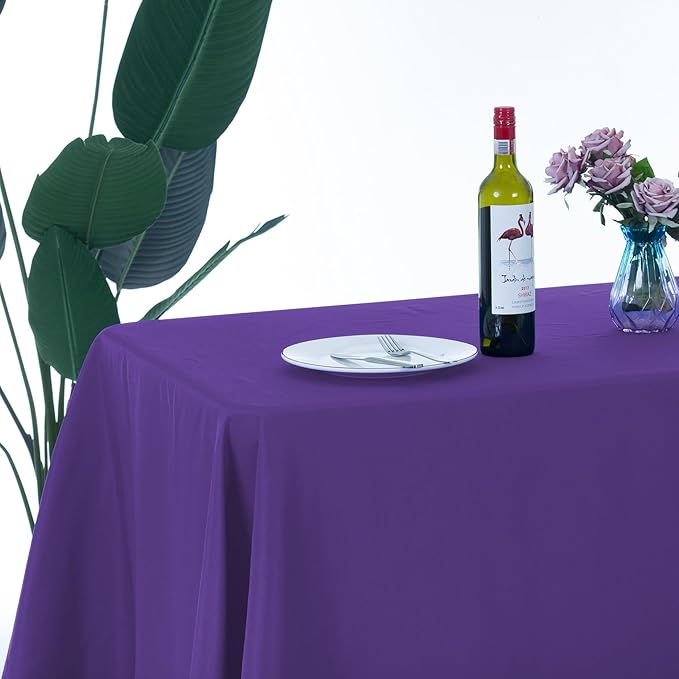 Ascoza 2pack 60x102 Inch Purple Rectangular Tablecloth 6 Feet Table Cloth in Polyester Fabric for Wedding/Banquet/Restaurant/Parties
