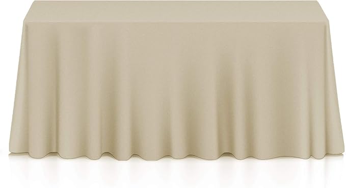 Lann's Linens - 10 Premium 90" x 132" Tablecloths for Wedding/Banquet/Restaurant - Rectangular Polyester Fabric Table Cloths - Beige