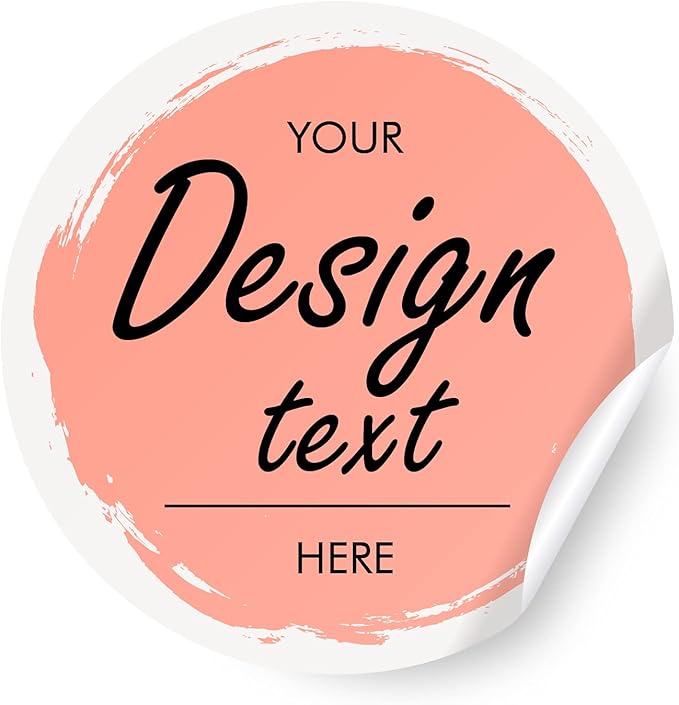 Custom Stickers - Personalized Labels with Heart Design, Pink, 100 Circle Labels (3.5"x3.5") for Business, Scrapbook, All Ages
