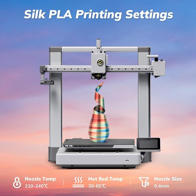 AMOLEN Silk PLA 3D Printer Filament, Shiny Multicolor Rainbow PLA Filament 1.75mm, Fast Color Change PLA 3D Printing Filament for Most FDM 3D Printer, Blue Red Yellow, 1kg (2.2lbs)