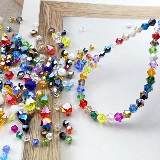 400pcs 4mm Bicone Crystal Glass Beads Loose Spacer Beads Faceted Craft Beads for Jewelry Making DIY Necklace Bracelet Earring Wind Chimes Suncatchers Ornamen(Dark Amber AB)