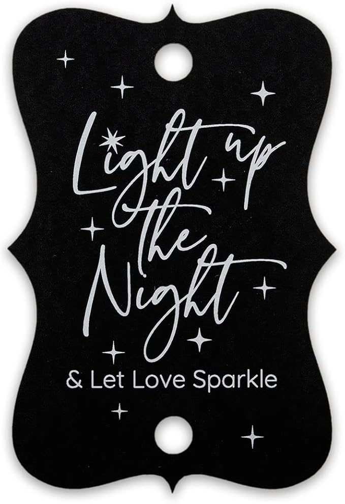 Summer-Ray 50pcs Light up The Night & Let Love Sparkle Wedding Sparkler Tags (Matt Black)