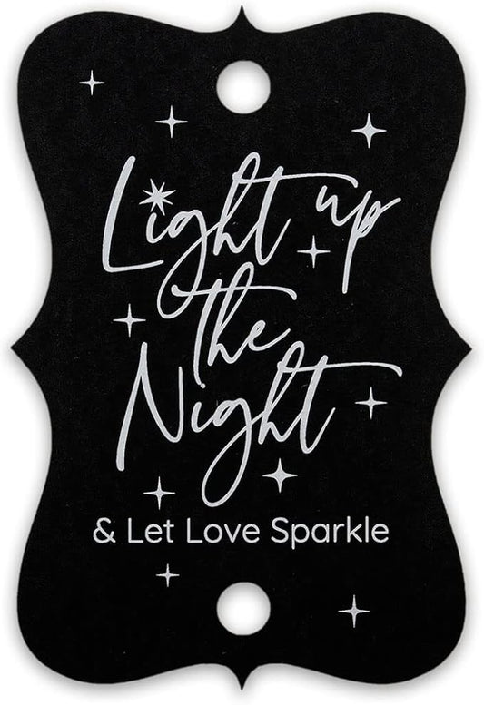 Summer-Ray 50pcs Light up The Night & Let Love Sparkle Wedding Sparkler Tags (Matt Black)