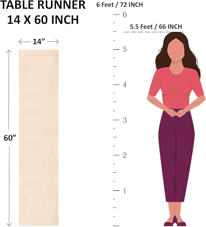 Solino Home Cotton Linen Table Runner 60 Inches - Poppy Red Hemstitch Table Runner 14 x 60 Inch Ideal for Dresser and Coffee Tables - Halloween