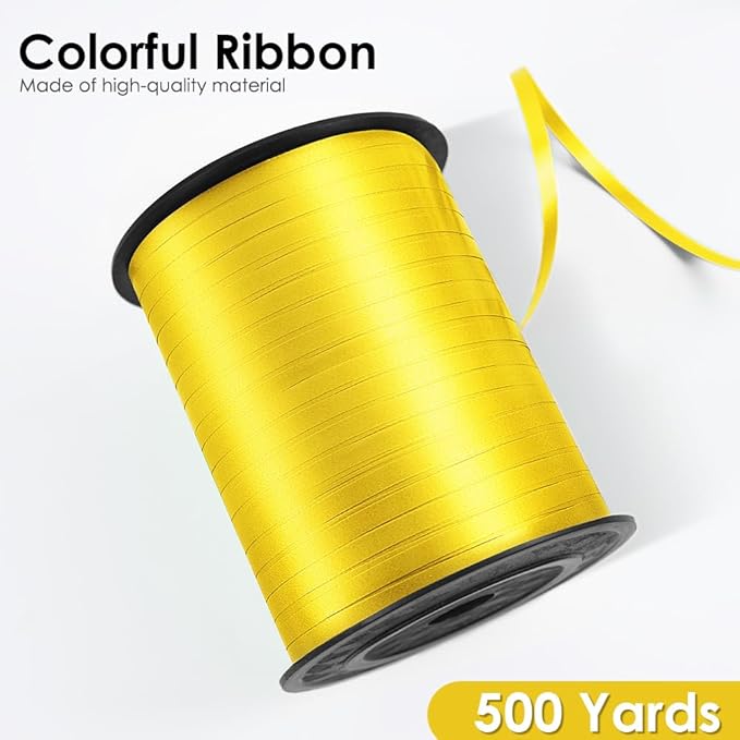 Yellow Curling Ribbon, Balloon String 500 Yard for Gift Wrapping, Curly Ribbons, 3/16" for Florist Flower, St Patricks Day, Valentines Day