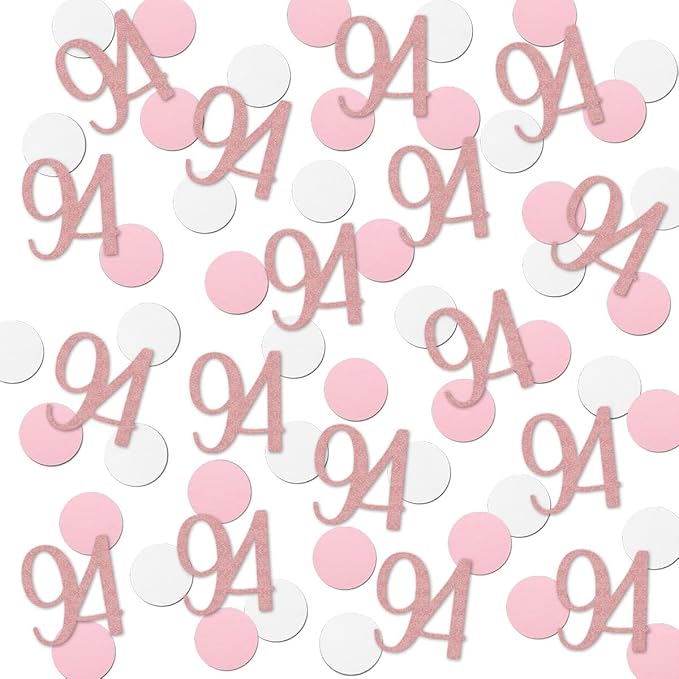 Rose Gold 94 Confetti, 94th Glitter Birthday Number Confetti, 200pcs Anniversary Party Table Decoration Supplies