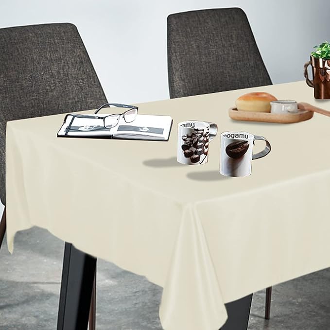 Fitable Rectangle Tablecloth Stain and Wrinkle Resistant Washable Polyester Table Cloth for Buffet Parties and Camping (60x102 inch, Ivory)