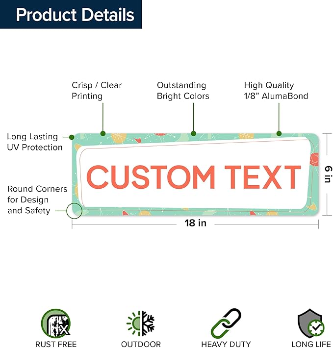 Custom Sign, Custom Street Sign, 11 Font Colors, 13 Font Styles, 4 Hole Options, 22 Sizes, 6x18 Inches, Rust Free DiBound, Fade Resistant, Made in USA by My Sign Center (Mid-Century Modern 1)