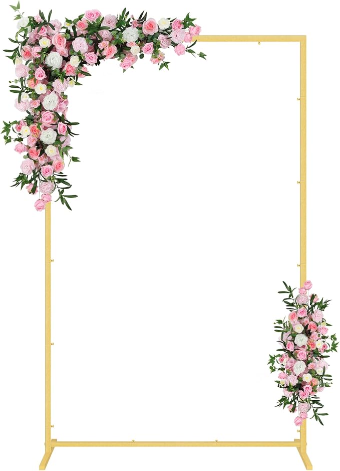 Wedding fashion arch background metal frame, (3.9, 5.2, 6.6 feet) suitable for background decoration frames such as weddings, birthdays, parties, baby showers, and photography (gold, 3.9*6.6)