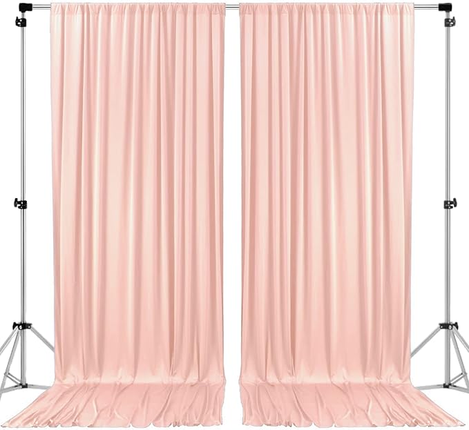 AK TRADING CO. 10 feet x 10 feet Polyester Backdrop Drapes Curtains Panels with Rod Pockets - Wedding Ceremony Party Home Window Decorations - Blush Pink (DRAPE-5x10-BLUSH) (Pack of 24)