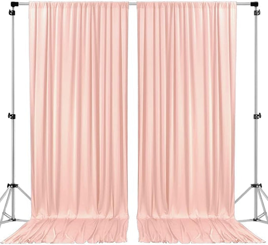 AK TRADING CO. 10 feet x 10 feet Polyester Backdrop Drapes Curtains Panels with Rod Pockets - Wedding Ceremony Party Home Window Decorations - Blush Pink (DRAPE-5x10-BLUSH) (Pack of 24)