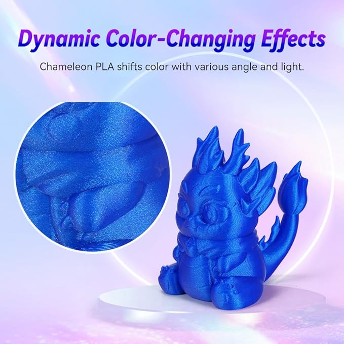 FLASHFORGE 3D Printer Filament Chameleon PLA Color Shift Filament 1.75mm, Changes Color with Light and Angles, 1KG Spool (2.2lbs), Dimensional Accuracy +/- 0.02mm for FDM 3D Printers (Skydiver)