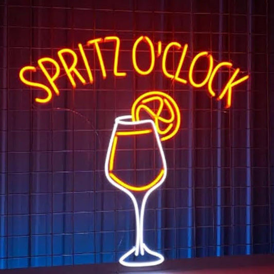 Spritz O'clock Neon Sign, Bar Pub Neon Sign, Custom Neon Sign, Spritz Cocktail Wall Decor, Bar Pub Led Light, Wine Lounge Wall Art Size:20inches