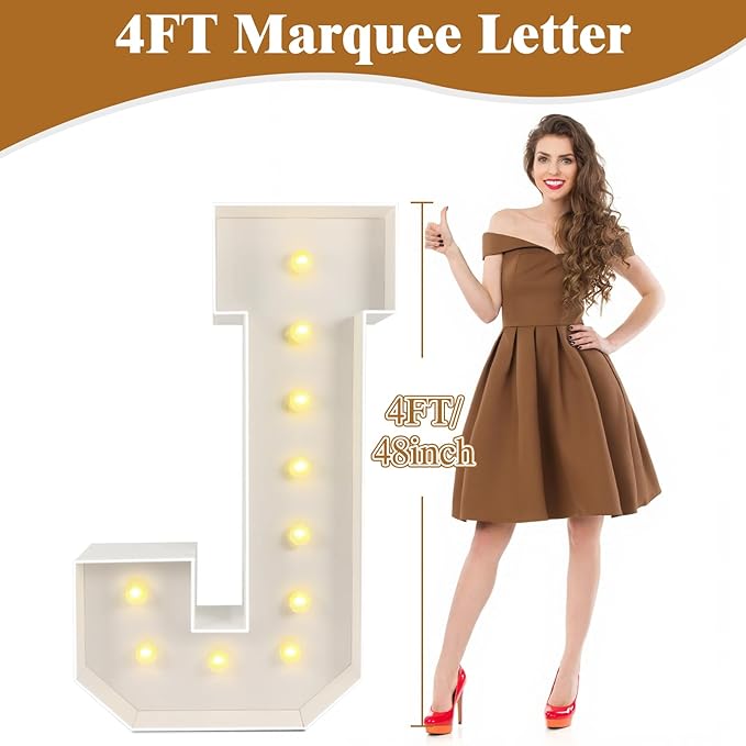 Marquee Light Up Letters: 4FT Large Decorative Signs for Party Decorations Baby Shower Birthday Wedding Engagement Anniversary, 4 Feet Tall Pre-Cut DIY Foamboard Letter G - Easy to Assemble
