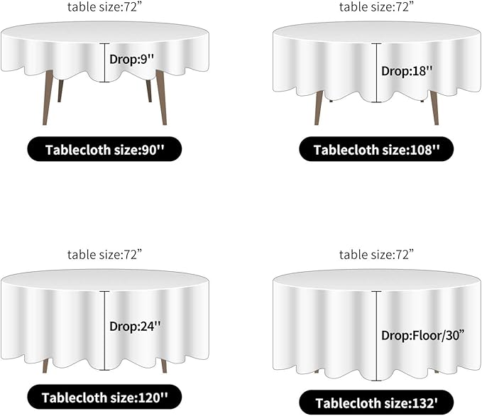 Ascoza 2pack 132 Inch Orange Round Tablecloth in Washable Polyester Fabric for Wedding/Banquet/Restaurant/Parties