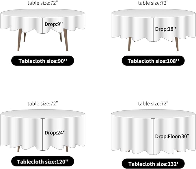 Ascoza 2pack 108 Inch Gold Round Tablecloth in Washable Polyester Fabric for Wedding/Banquet/Restaurant/Parties