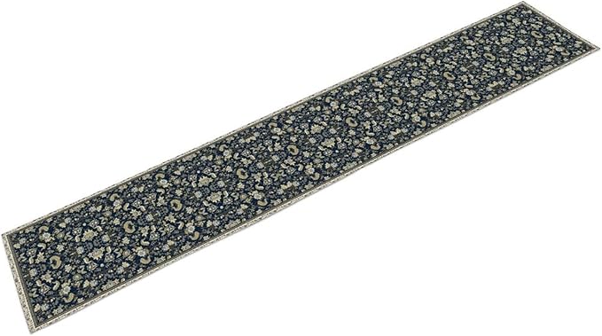 Vintage Boho Floral Table Runner, Morris Rustic Country Farmhouse Dark Blue Grey Retro Flower Pattern for Home Kitchen Table Decor Dining Coffee Room Party Decor 13x120in