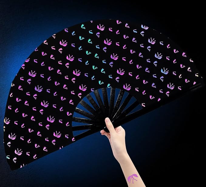 Amajiji Large Rave Folding Hand Fan Clacking Fans for Line Dancing Clap Fan for Boots On The Ground Dance,Party,Decoration,Festival (Bungee Light)