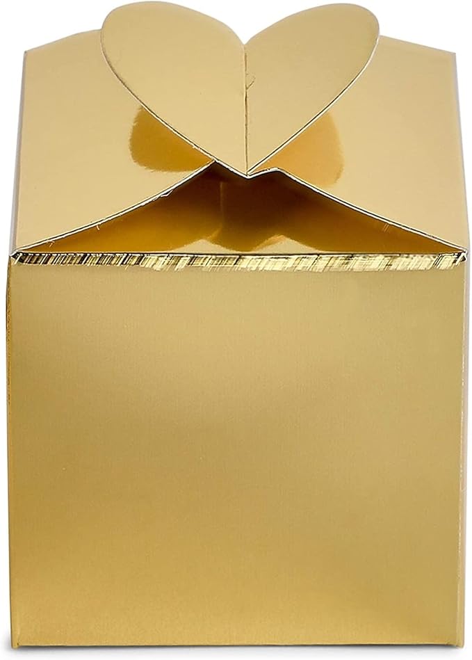 Sparkle and Bash Gold Foil Favor Boxes - 100 Pack, 2.5 In Cube - Gold Party Boxes for Weddings & Baby Showers - Wedding Candy Favors for Guests & Candy Containers