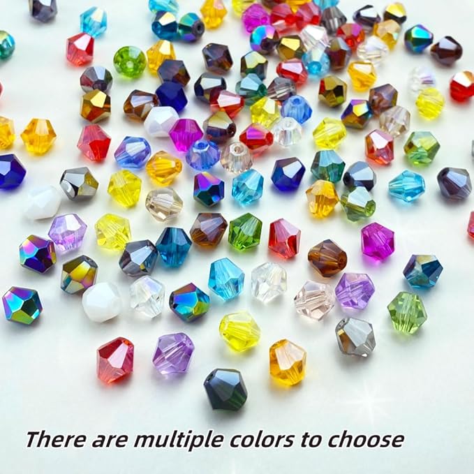 250pcs 6mm Bicone Crystal Glass Beads Loose Spacer Beads Faceted Craft Beads for Jewelry Making DIY Necklace Bracelet Earring Wind Chimes Suncatchers Ornamen(Crystal AB)