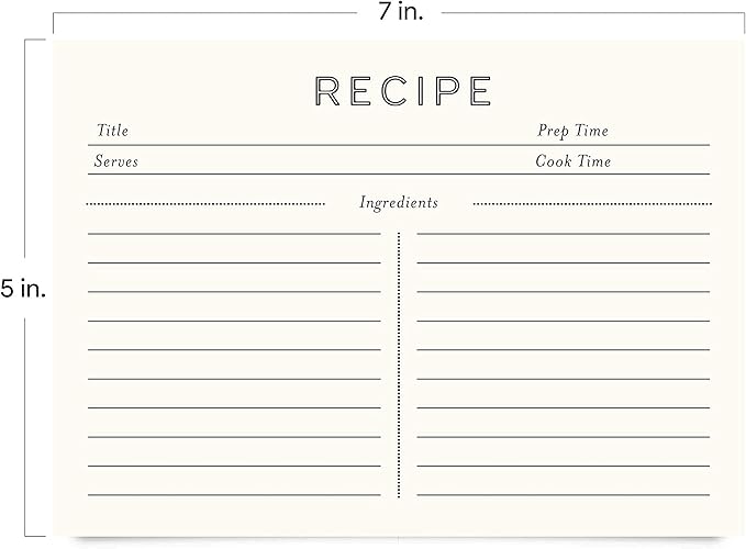 Jot & Mark Recipe Cards 5x7 Inches Blank Double Sided, 50 Count (Modern Minimal) - Menu Cards