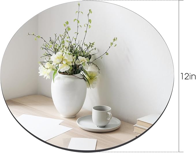 12" Mirror Centerpieces, Set of 12 Round Mirrors for Centerpieces, 2mm Glass Mirror Plates, Mirror Tray, for Wedding Table, Party Decorations, Candle Plate Set, Craft, Christmas Decorations