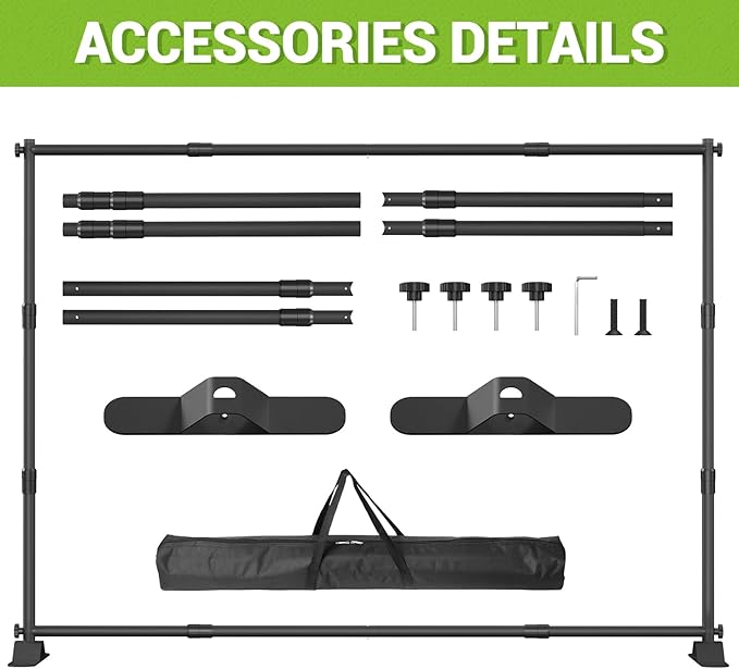 10 x 8 Ft Heavy Duty Backdrop Banner Stand, Adjustable Photo Background Support Frame Kit, Backdrop Stand for Parties Birthday Party Baby Shower Wedding Decorations