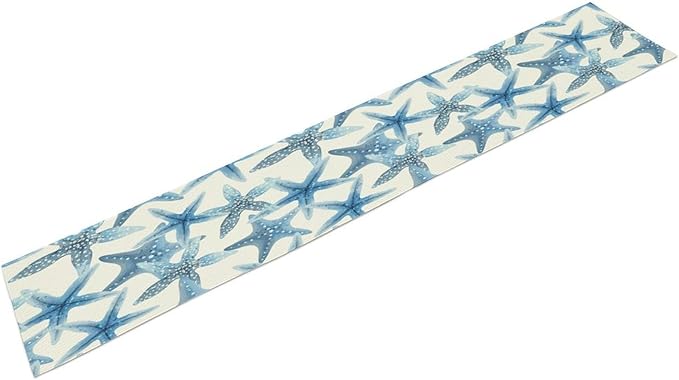 Starfish Plaid Table Flag Green Plaid and Marine Life Starfish Kitchen Table Flag Suitable for Birthday Party Restaurant Decoration Outdoor Picnic 13x36 Inch